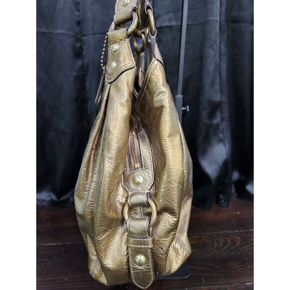 Authentic Coach Gold Patent Leather Maggie Hobo Shoulder Bag No. 14331-EUC - Picture 3 of 11